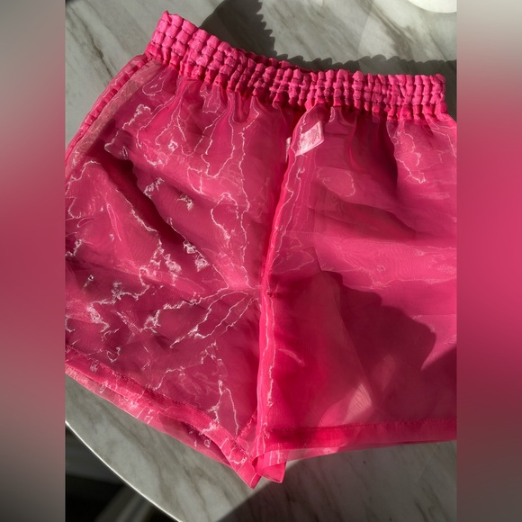 Swim Sexy Flash Pink Cover Bathing Suit Seethrough Shiny Organza